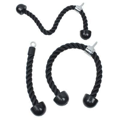 China Durable Gym Fitness Equipment Capacity Bodybuilding Heavy Workout Exercise Pull Rope Black Nylon Tricep Rope for sale