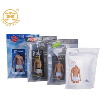 China Recyclable High Standing Plastic Zipper Pouch Zipper Garment Heat Seal Bag Zipper Packaging Underwear Packaging Bags for sale