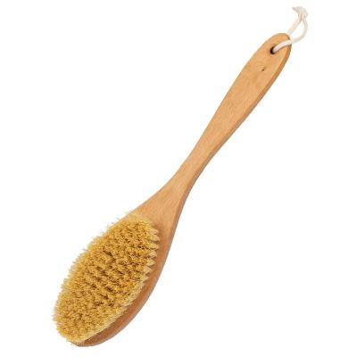 China Wooden Bath Brush Long Handle Cactus Massage Brush Bristle Body Bath Brush Long Handle for sale