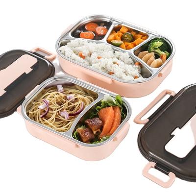 China Fashion Microwavable Custom Plastic Split Grid Waterproof Insulated Desktop Lunch Box for sale