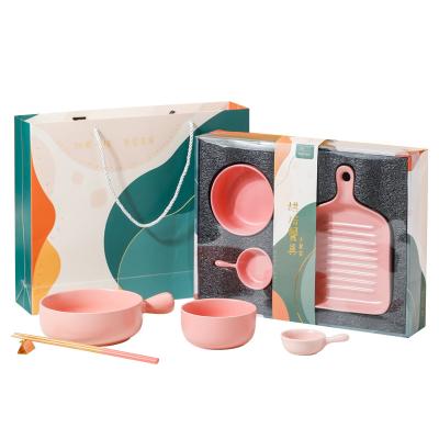 China Sustainable Set Non-Stick Nordic Ceramic Baking Ware Plate Pink Porcelain Bakeware Kitchen Sets for sale