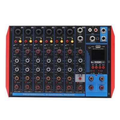 China Professional Used Audio Mixer 8 Channel Audio Equipment USB Blue-Tooths Visual Audio Console Mixer Professional Used Audio Noise for sale