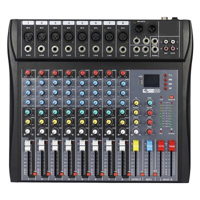 China Hot Sale USB BT Sound Mixer Effect Mixer Console 8 Channels DJ Mixing Audio Mixer For Stage Performance for sale