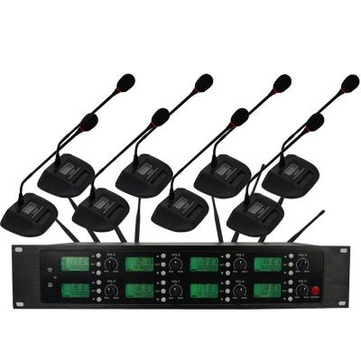 China Professional 8 Way Portable Handheld Karaoke Player UHF Gooseneck Conference Microphone Desktop Wireless System for sale