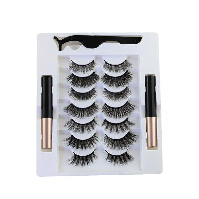 China Full Volume 7 Pairs Magnetic False Eyelashes Set Magnetic 3D Eyelashes 2 Pairs Magnetic Liquid Eyeliner for sale