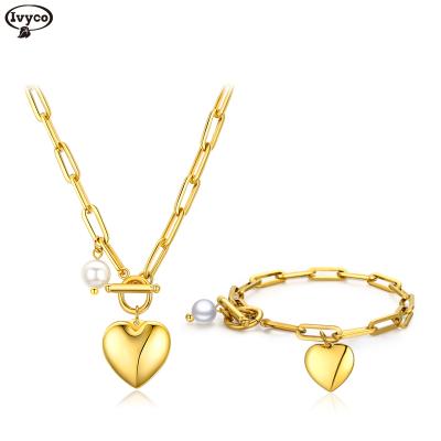 China Fashion silver jewerly heart necklace stainless steel jewelry sets body jewelry sets FASHIONABLE for sale