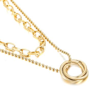 China Vintage 316l Stainless Steel Nickel Free Sweater Chain Titanium Plated Double Gold Jewelry Necklaces for sale