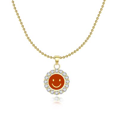 China Trendy jewelr shape pendant smiley face diamonds gold plated necklace jewelry 2021 for sale