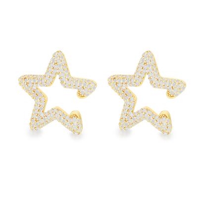 China Classic Micro Cubic Zircon Paved Star Ear Cuff Stud Earrings For Women Stud Earrings for sale