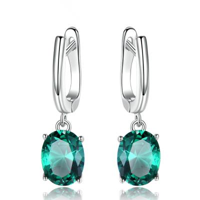 China TRENDY Women Fashion Zircon Earrings Green Long Clip Earrings Silver 925 Sterling Jewelry for sale