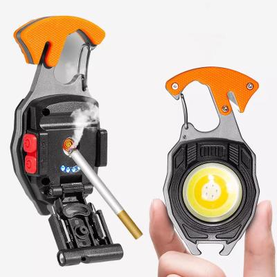 China Mini Compact Tool Keychain Light Portable Outdoor Camping With Fire Starter Whistle Camping Flashlight for sale