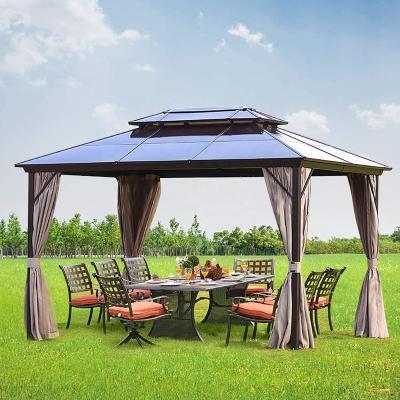 China Resturant High Quality Outdoor Gazebos Metal Gazebos Hard Top PCB Aluminum Steel Gazebos Garden for sale