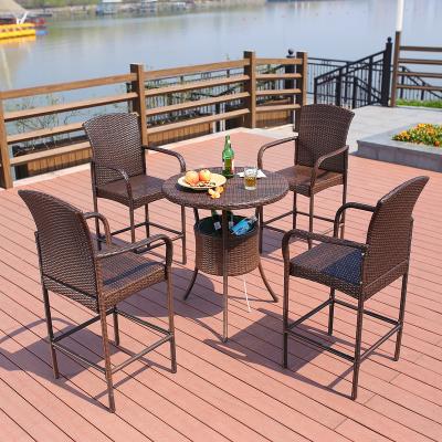 China Water Proof Outdoor 5 Pieces Conversation Dining Chairs Set 5PCS High Quality Outdoor Wicker Table Furniture Set Rattan for sale