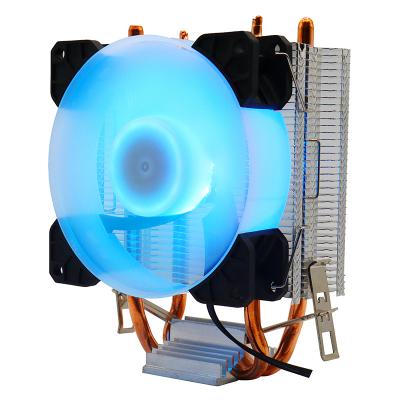 China 90MM CPU COOLER CPU Heatsink CPU Blue Color 10LEDS 2 Copper Pipes for sale