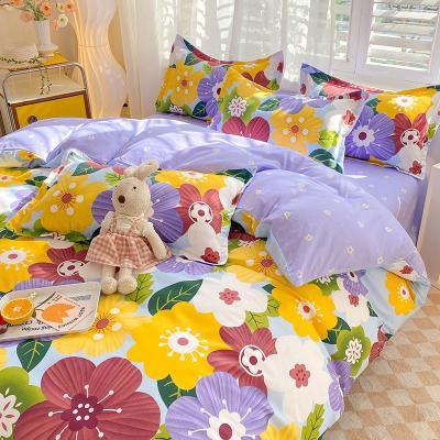 China Nondisposable Wholesale Home Textile 4 Pcs Queen Size Quilt Duvet Cover set Sheet & Pillowcase Sets pillow cover Luxury Space King Bedding s for sale