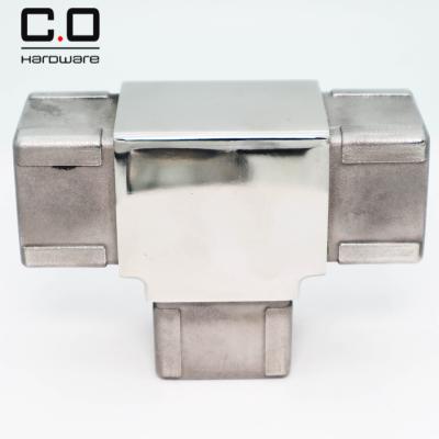 China New Stainless Steel Traditional Heavy Duty Three Way Tube Connectors Square Pipe Connector for sale