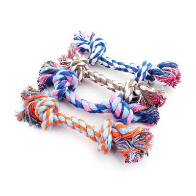 China Low Price Pet Sustainable Non-Toxic Cotton Rope Knitting Toys Interact Chewing Dog Toy Rope With Knot for sale