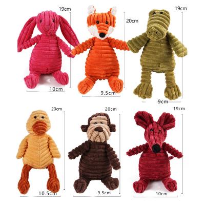 China Viable Corduroy Dog Toys For Squeaky Bite Toy Pets Accessories Supplies Chew Resistant Small Large Shape Dogs Plush Animal Puppy Pet for sale