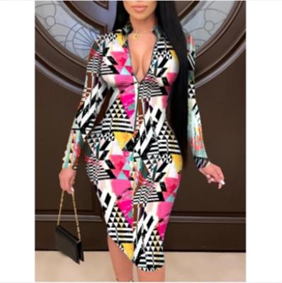 China Patchwork Color Knee Length Party Dresses Breathable Multi Print Women Casual Dress for sale