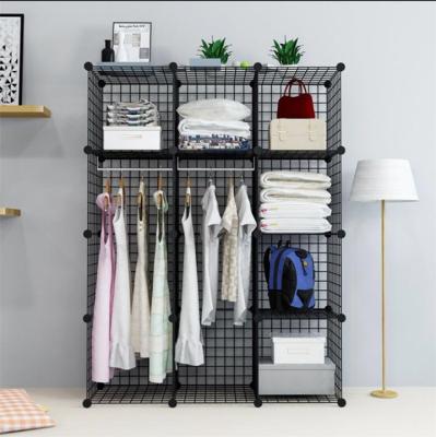 China Durable Metal Book Shelves Kids Floor-standing Cube Foldable Wire Storage Modern Bedroom Furniture for sale