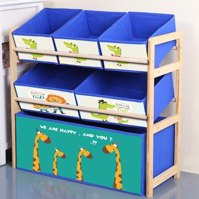 China Durable White Wooden Children's Cabinets Storage Rack Shelves Cartoon Furniture Living Room for sale