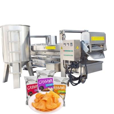 China Large Capacity Plant Plantain Cassava Chips Fryer Machine Continuous Cassava Chips Frying Machine for sale