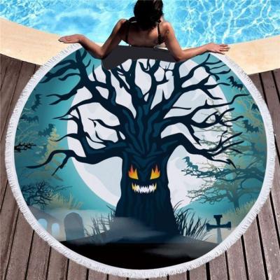 China Best Selling QUICK DRY Custom Printed Round Hallowmas Festival Beach Towel for sale