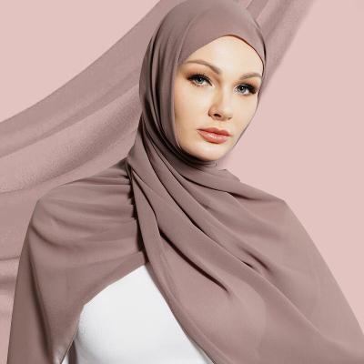 China New Design Heavy High Quality Summer Simple Heavy Muslim Hijab Solid Chiffon Scarf Chiffon Scarf for sale