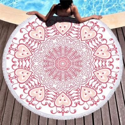 China Cotton QUICK DRY Pineapple Flamingo Fringe Fringe Microfiber Terry Round Beach Towel With Thick Logo for sale