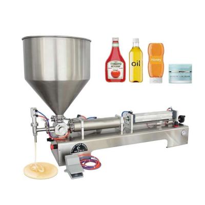 China Horizontal Semi Automatic Milk Cream Piston Filling Machine Horizontal Semi Automatic Food 1l Manual PET Bottle Jam Bottle Glass Plastic Bottle for sale