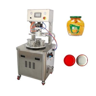 China Food 4 Head Block Semi Automatic Metal Lid Vacuum Machine Glass Jar Lidding Fruit Preserves for sale