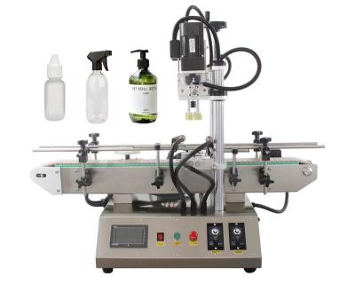 China 30-60mm Food Automatic Tabletop Cosmetics Pump Lid Spray Round Bottle Lidding Machine Pet Bottle for sale