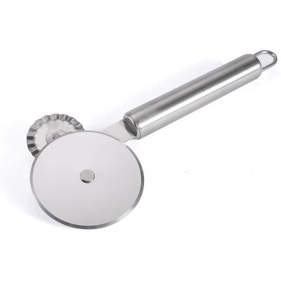 China Durable High Quality Stainless Steel Handle Cutter Disc Wheel Pizza Cutter 430 Stainless Steel Double Wheel Cutter for sale