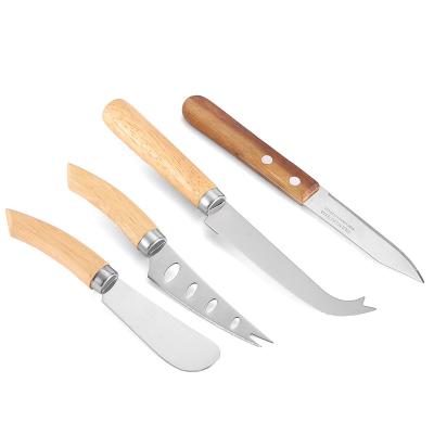 China Sustainable Wood Handle Stainless Steel Serrated Steak Knife Cheese Knife for sale