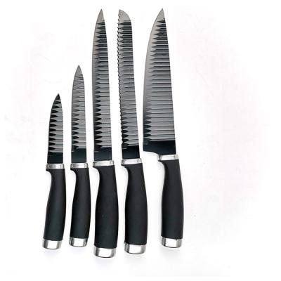 China Sustainable 5 Pcs Stainless Steel Kitchen Knives Set Chef Knife With Acrylic Knife Holder Base for sale