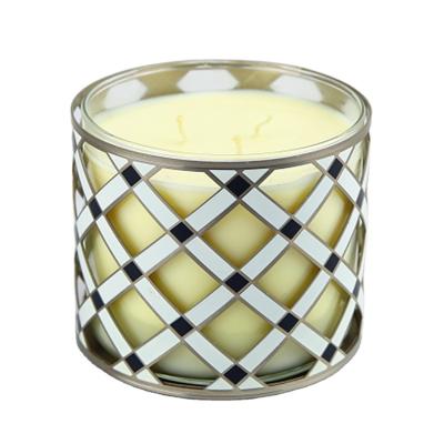 China Home Decoration& Customized high quality wedding decoration 10.8cm*H11cm mini iron table candle holder floating pattern wedding home decoration for sale