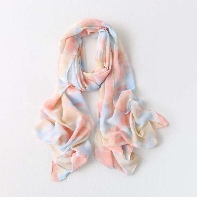 China Wholesale New Style Bubble Chiffon Muslim Women's Long Scarf Feeling Chiffon Hijab Scarf Soft Smooth Monochrome Muslim Scarf for sale