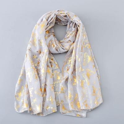 China Scarf with gold hot-selling 2021 hot stamping scarf with gold 80S hot stamping tudung 100*180cm for sale