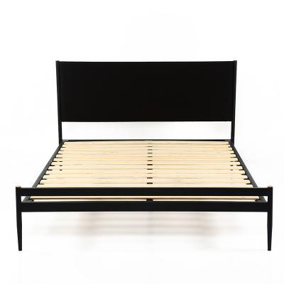 China Dismantled Iron Queen Size Hotel King Platform Metal Bed Modern Black Steel Double Frame for sale