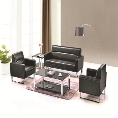 China Black Color Office Room Furniture Sectional Sofa Sofa Customer Waiting PU Leather Hotel Sofa for sale