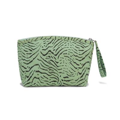 China New Environmental Polyester Cosmetic Bag Zebra-stripe Printing Pattern Polyester Wash Bag For Girls for sale