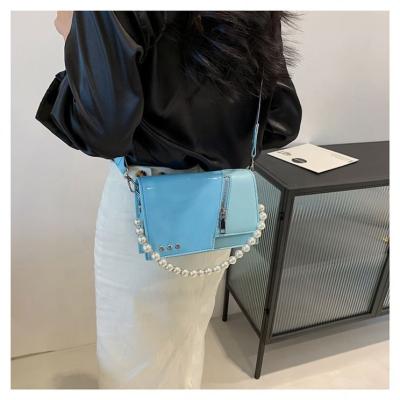 China Large Capacity Drop Shipping Adjustable Shoulder Strap Ladies Color-blocking Bag With Zipper Design Handbag Messenger for sale