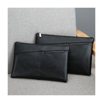 China Waterproof Handmade Leather Handbags For Men Large Purse Evening Clutch Bag Wristlet Wallet Luxury Black for sale