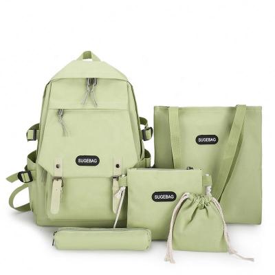 China Hot Selling Wholesale Waterproof 5Pcs Set School Students Bags Canvas Backpack Bag Sets for sale