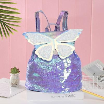 China No Laser School Backpacks Wholesale Casual Lady Kids Backpacks Angel Wings Sequins For Girls for sale