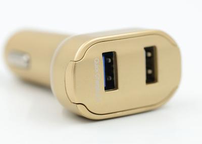 China Gold Dual Port QC 2.0 Car Charger For Mobile Phone , Fast Car Charger Micro USB for sale