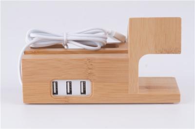 China Multi estação de carregamento de bambu nova do dispositivo para o cubo de USB da mesa 3 do portátil à venda