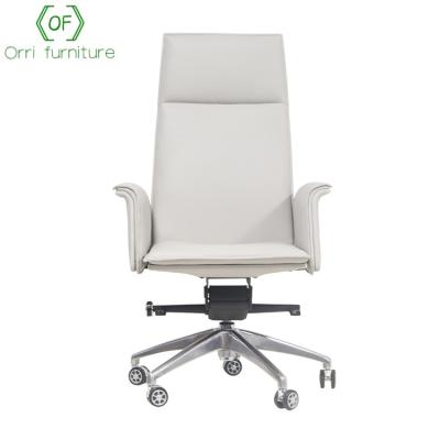 China Newest Foshan Furniture Office Furniture Orri White Color (Height) Leather Office Chair Adjustable Upholstery Popular Aluminum Frame for sale