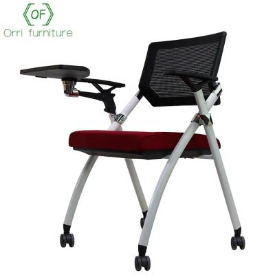 China Orri Furniture Training Chair Folding Mesh Office Chair with Writing Board for sale