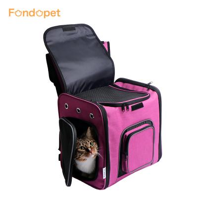 China Fondopet Custom Made Factory Price Breathable Large Polyester Fabric Waterproof Durable Pet Cat Dog Backpack For Carrying Cats And Dogs for sale